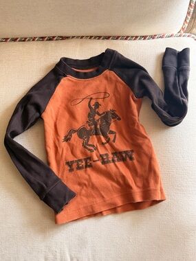 Kids Western Rodeo Pullover - Orange & Black